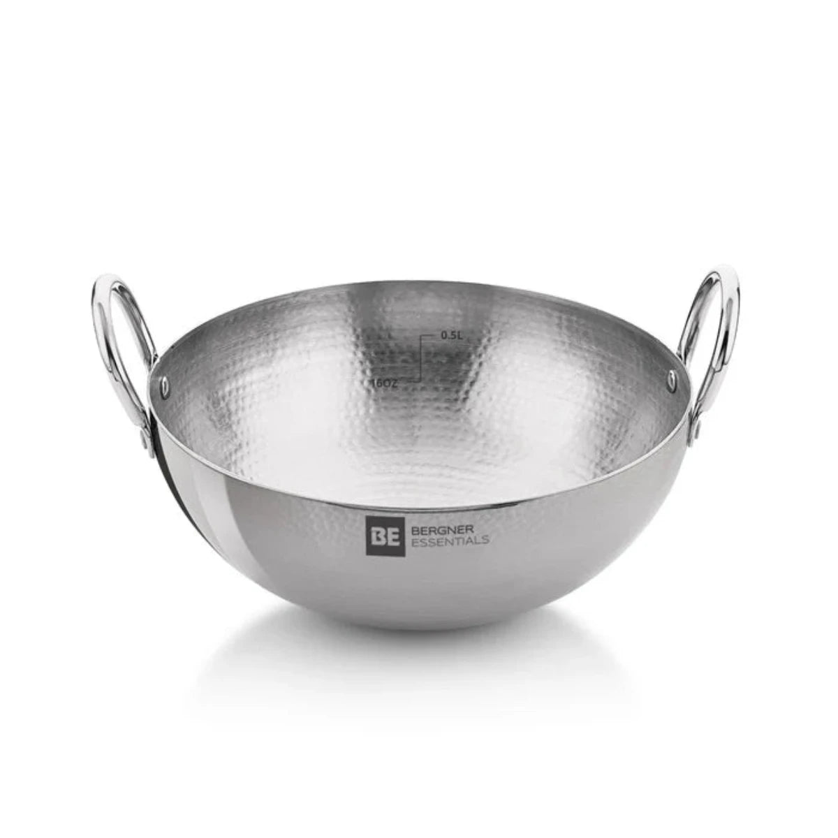 Be Bergner 12cm (0.45L) Stainless Steel Hammered Kadhai, (Induction Base)