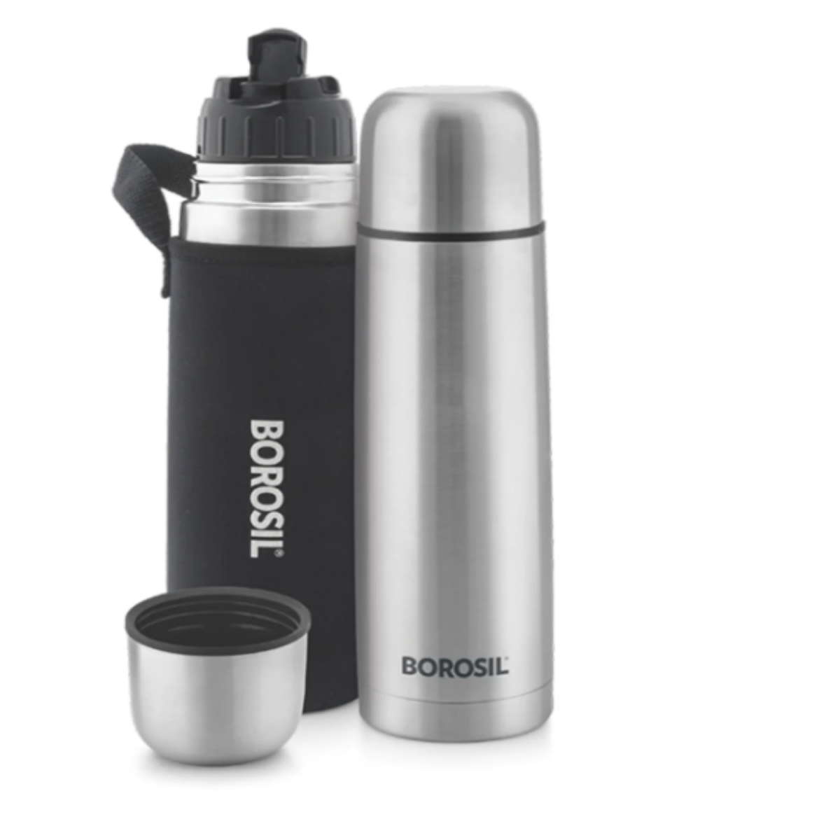 Borosil Thermo Flask, Black Hot n Cold SS Flask 750ml