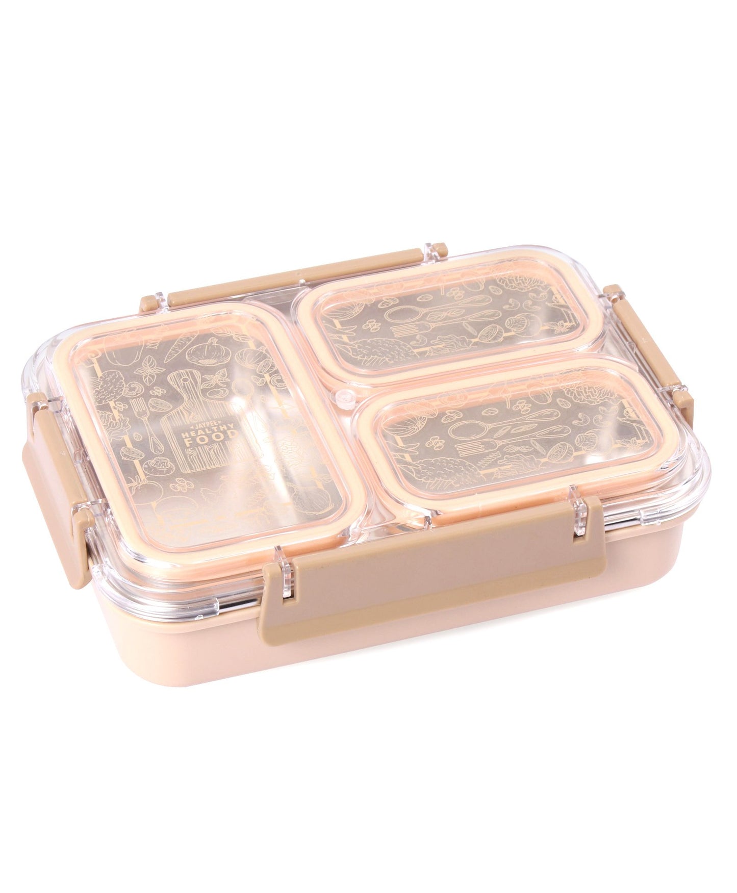 Jaypee Stainless Steel Exteel Tripple Cavity Lunchbox- Peach