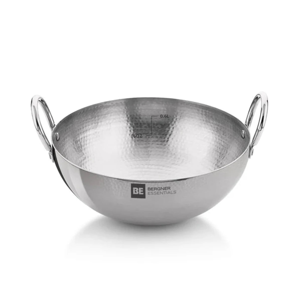 Be Bergner 14cm (0.59L) Stainless Steel Hammered Kadhai, (Induction Base)