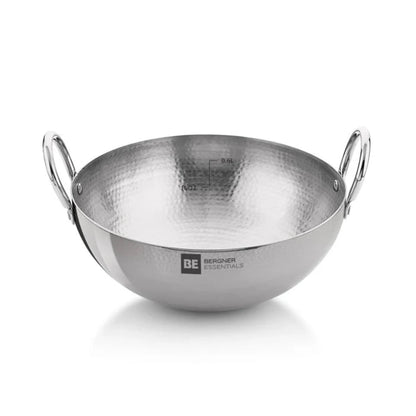 Be Bergner 14cm (0.59L) Stainless Steel Hammered Kadhai, (Induction Base)