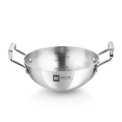 Be Bergner 20cm TriPly Stainless Steel Extra Deep Kadhai, (Induction Base)