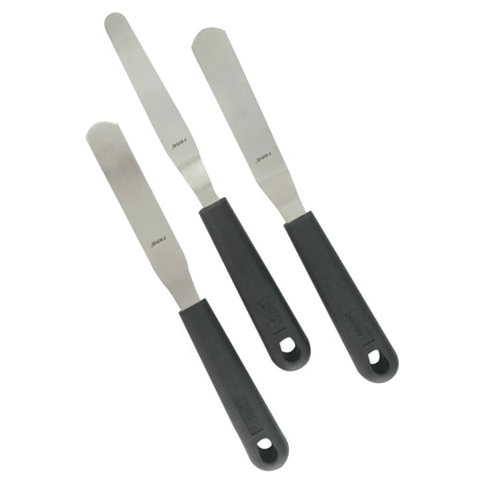 Rena 3 Pcs Icing Spatula Set | Total Length 22 cm & Handle Length 10.5 cm | Perfect For Icing, Butter Icing and Ganache - 11054