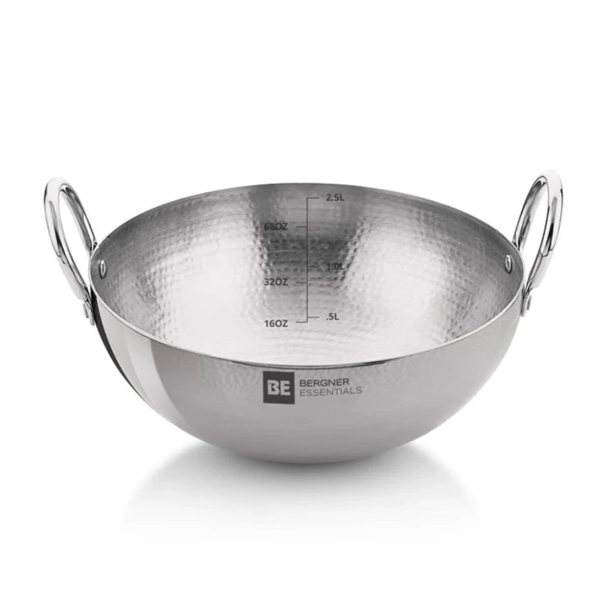 Be Bergner 22cm (2.8L) Stainless Steel Hammered Kadhai, (Induction Base)