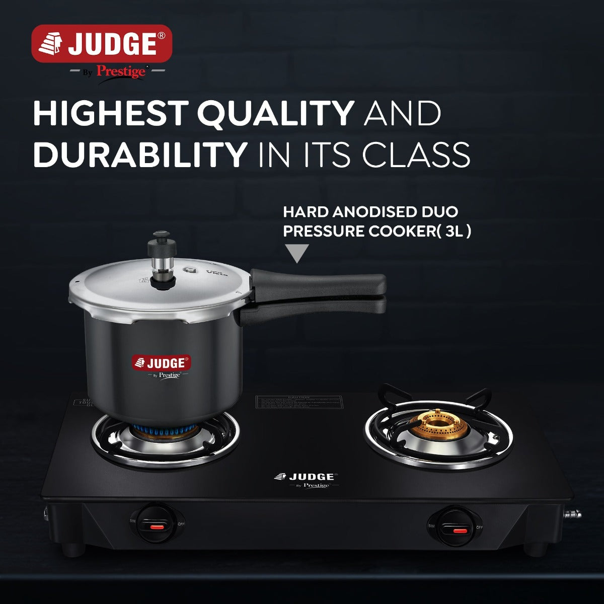 Judge Vista Hard Anodised Outer Lid 3L Pressure Cooker by Prestige | Induction Friendly