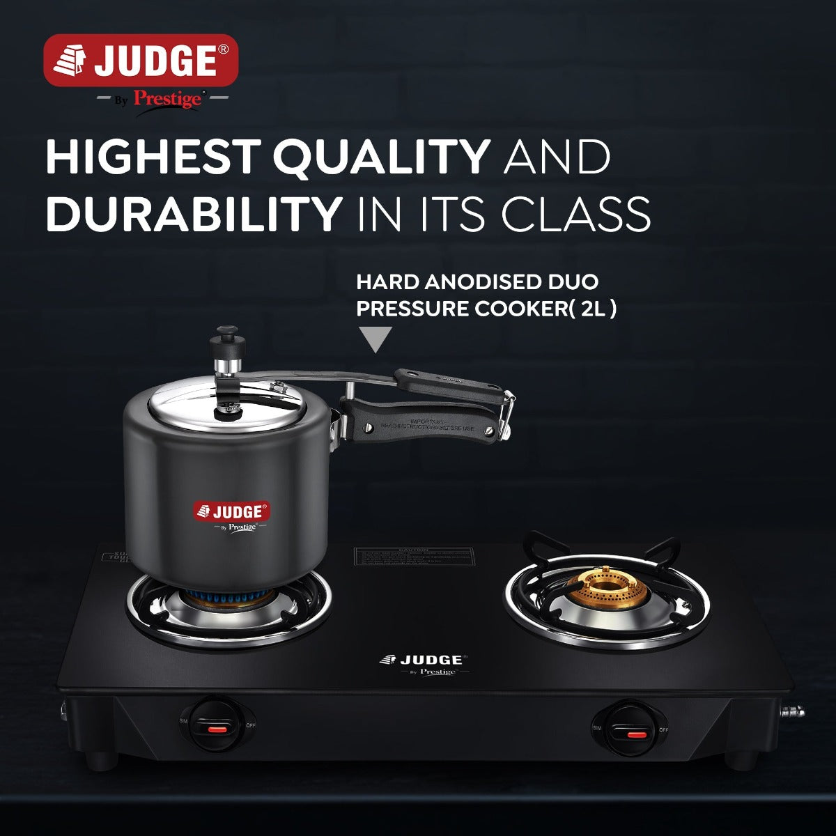 Judge Vista Hard Anodised Inner Lid 3L Pressure Cooker by Prestige | Induction Friendly