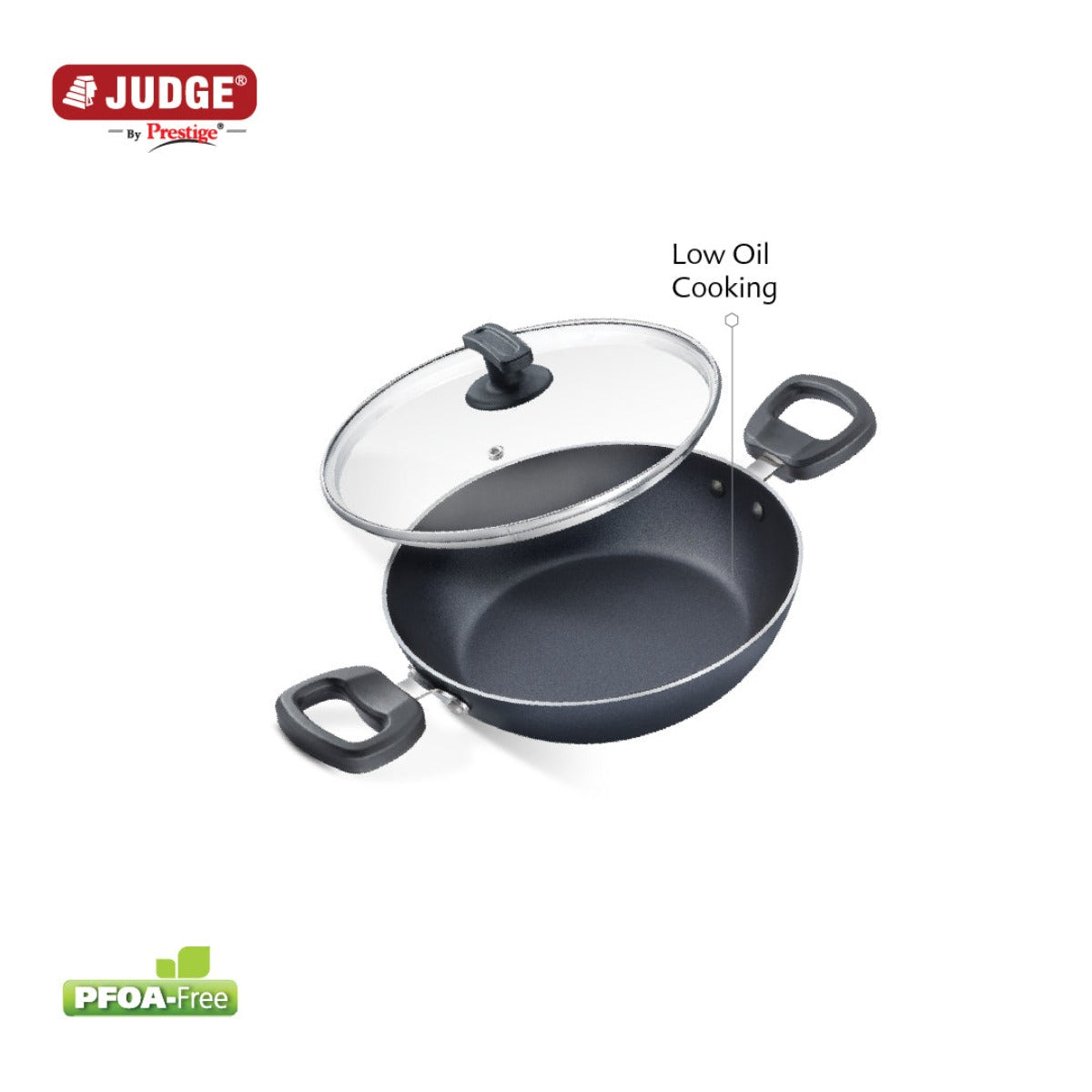 Judge Non Stick Kadhai with Glass Lid (20 cm) by Prestige