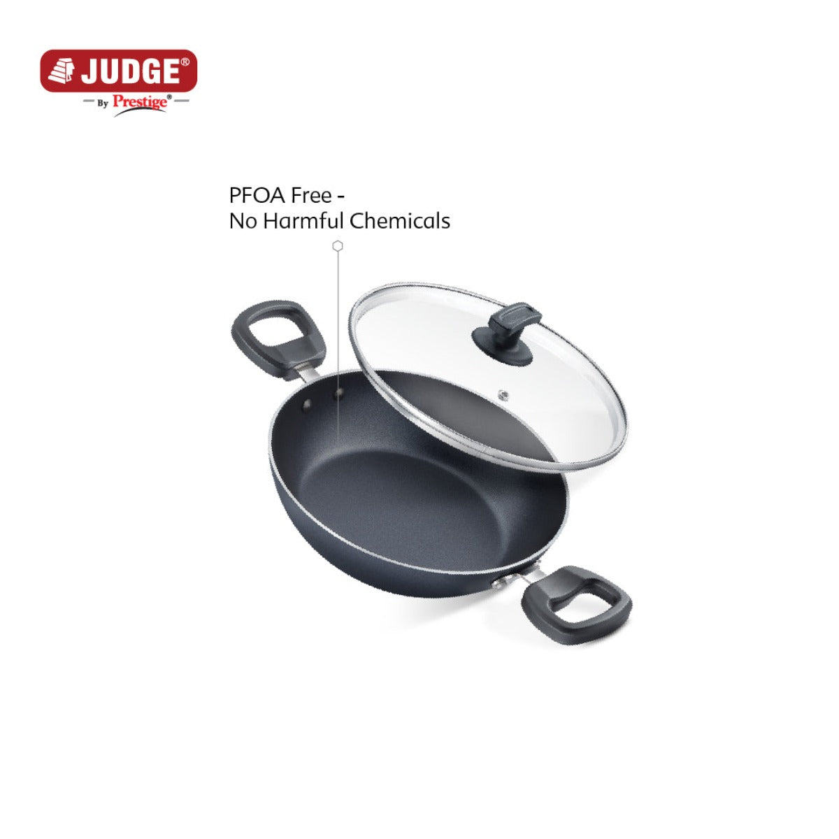 Judge Non Stick Kadhai with Glass Lid (20 cm) by Prestige