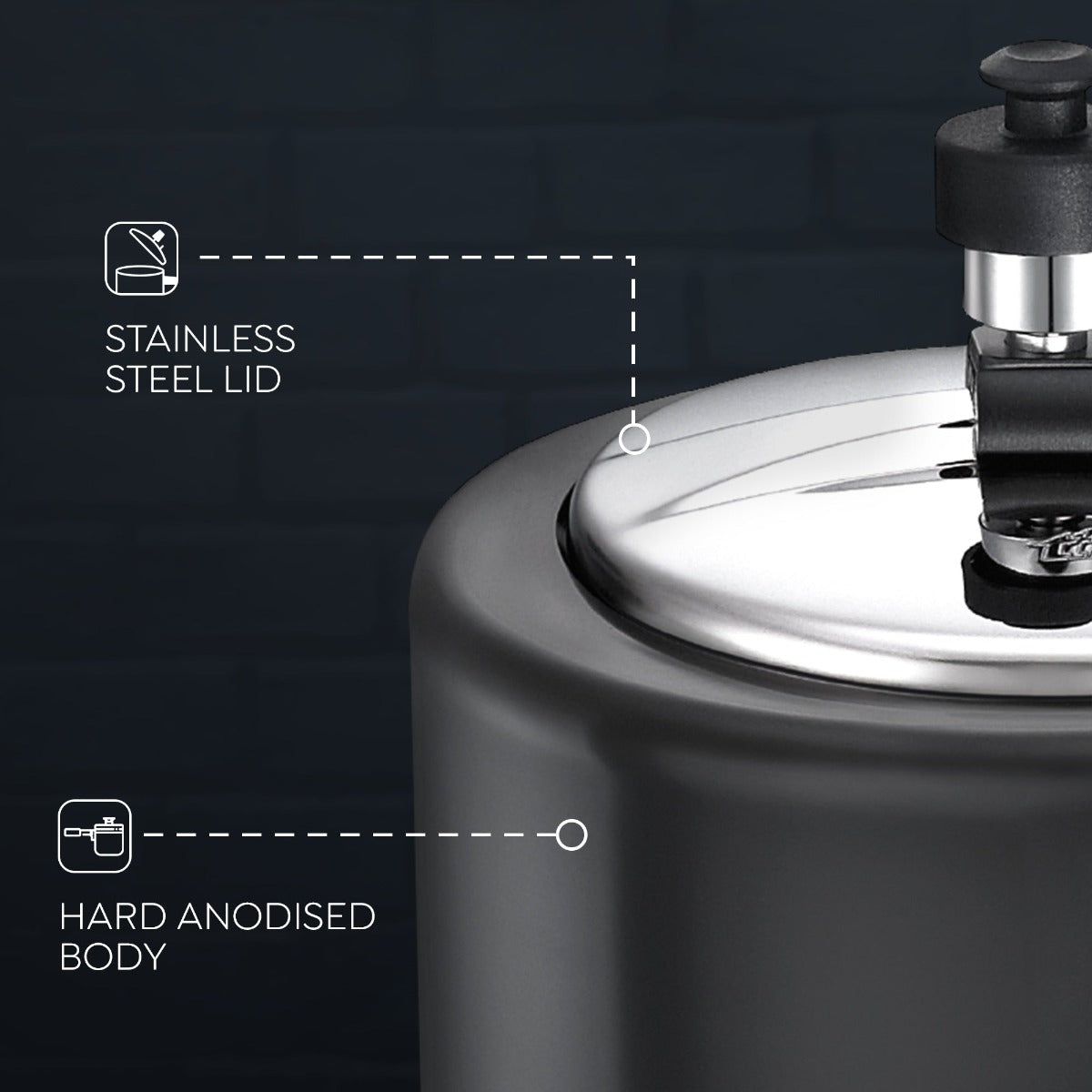 Judge Vista Hard Anodised Inner Lid 3L Pressure Cooker by Prestige | Induction Friendly