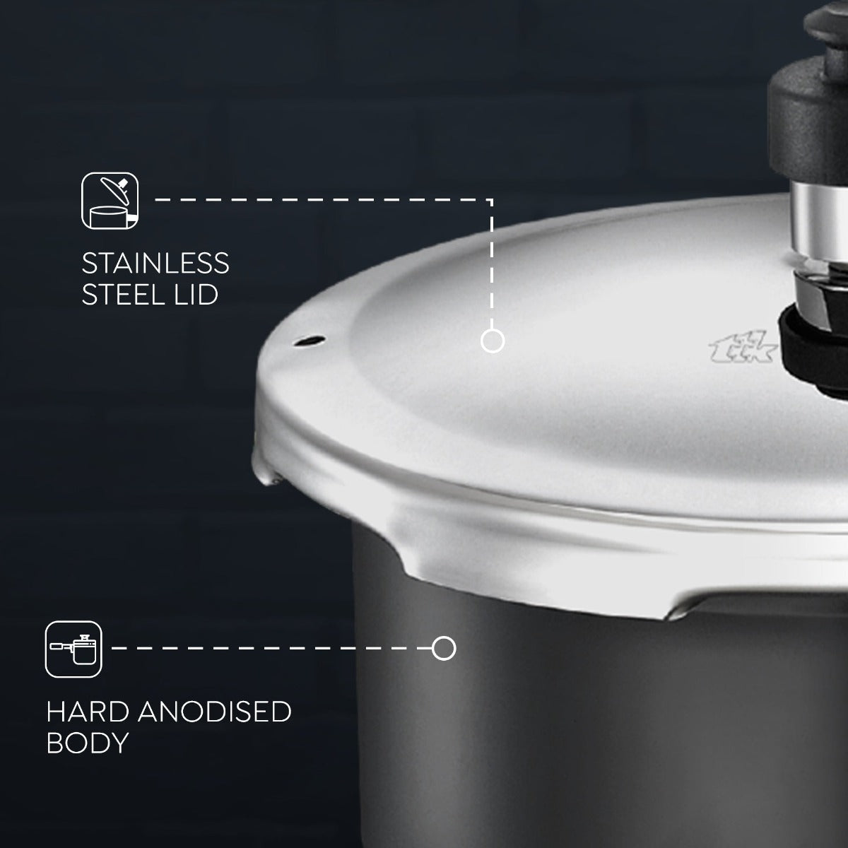 Judge Vista Hard Anodised Outer Lid 2L Pressure Cooker by Prestige | Induction Friendly