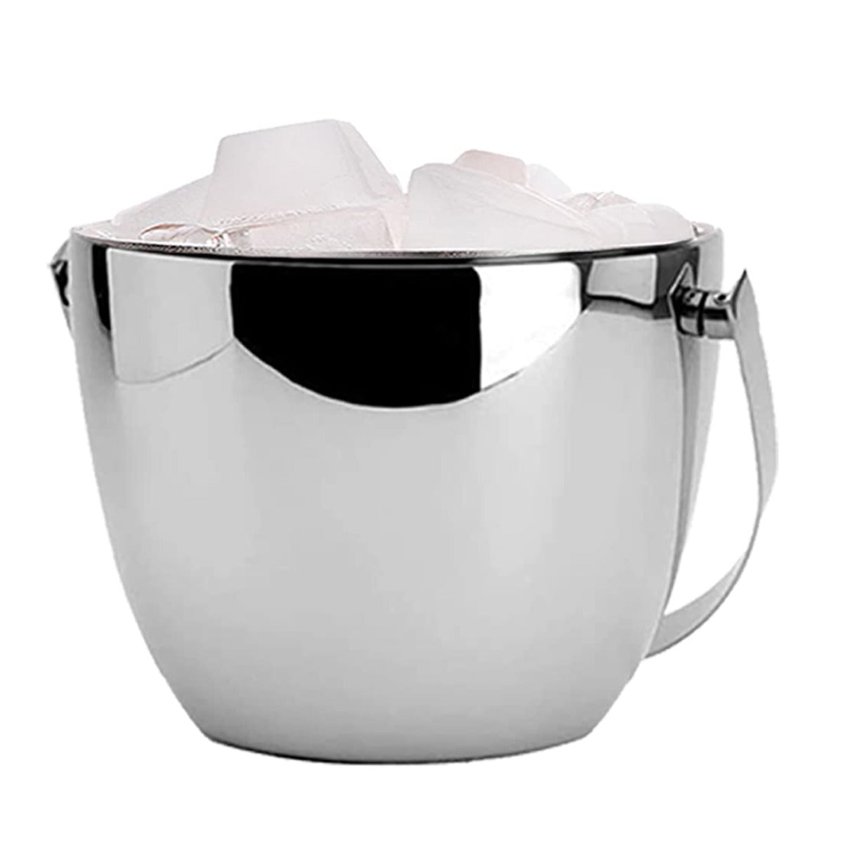 FnS Mirror Finish Apple Double Wall Insulated SS Ice Bucket with Ice Tong