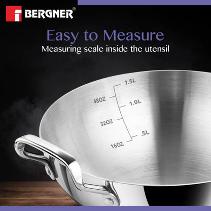 Be Bergner 20cm TriPly Stainless Steel Extra Deep Kadhai, (Induction Base)