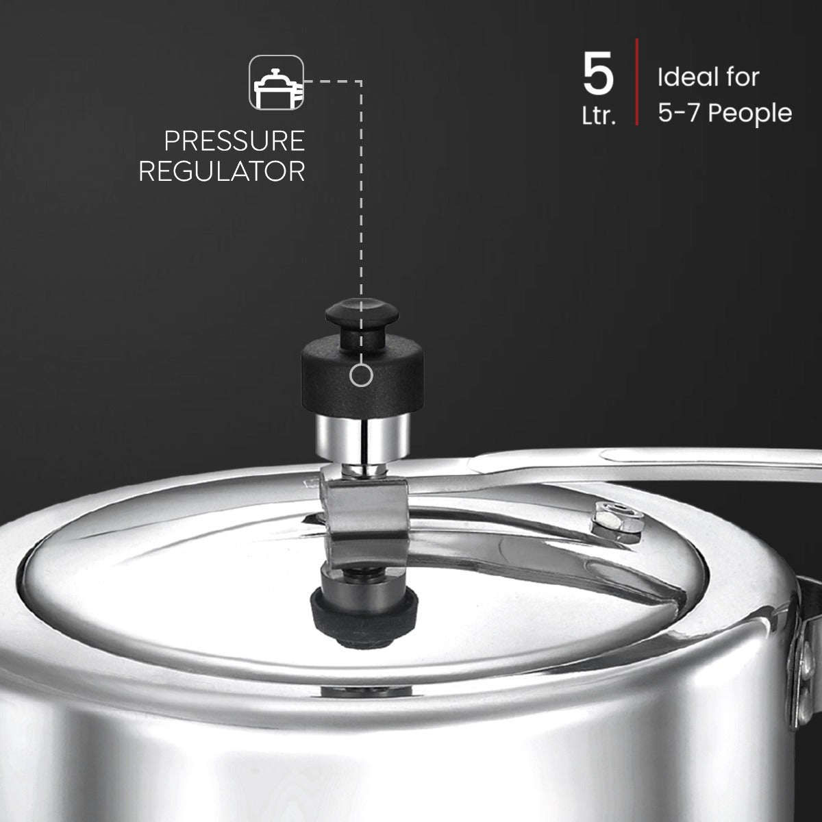 Judge Deluxe Inner Lid 5L Aluminum Pressure Cooker