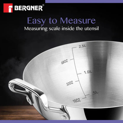 Be Bergner 24cm TriPly Stainless Steel Extra Deep Kadhai, (Induction Base)