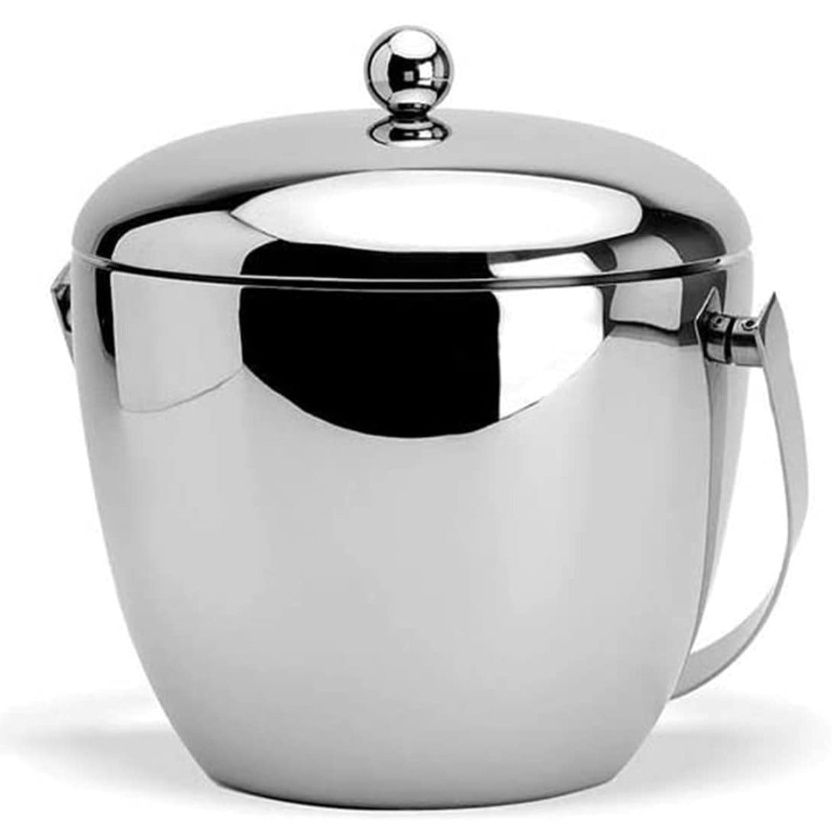 FnS Mirror Finish Apple Double Wall Insulated SS Ice Bucket with Ice Tong