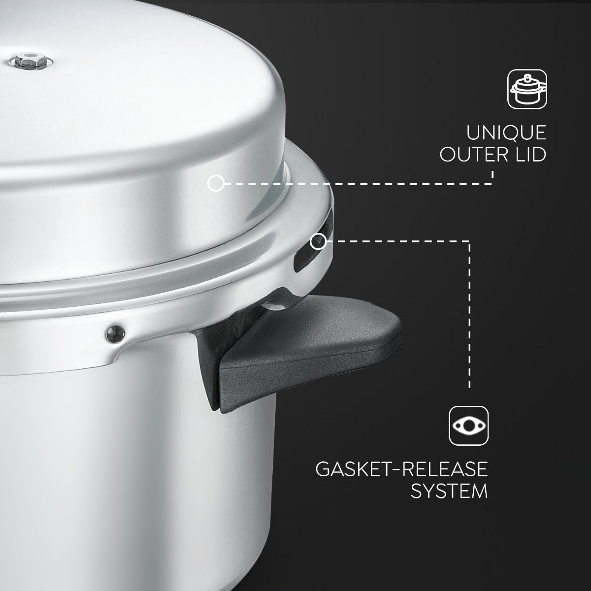 Judge Basics Outer Lid 7.5L Aluminum Pressure Cooker by Prestige