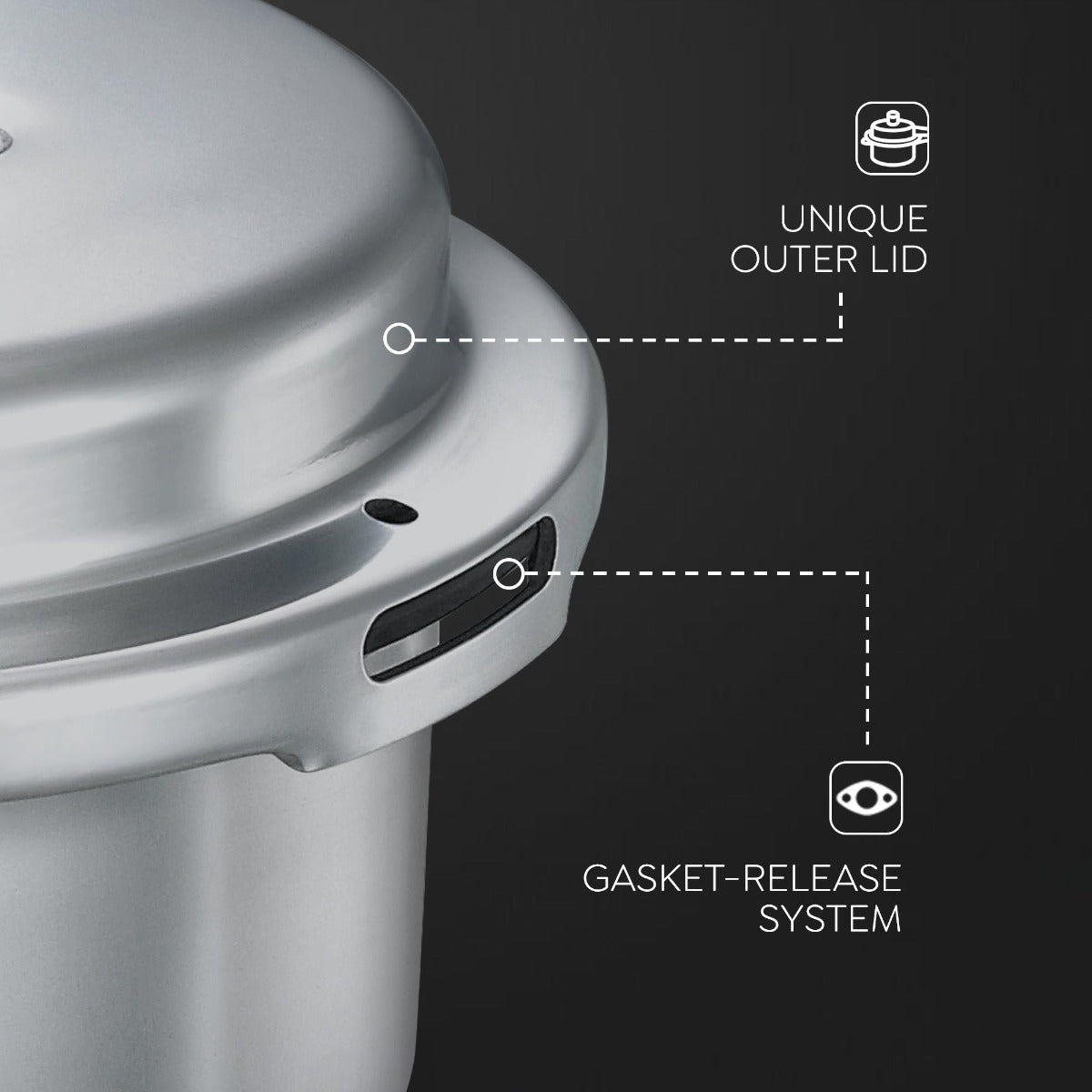 Judge Basics Outer Lid 2L Aluminum Pressure Cooker