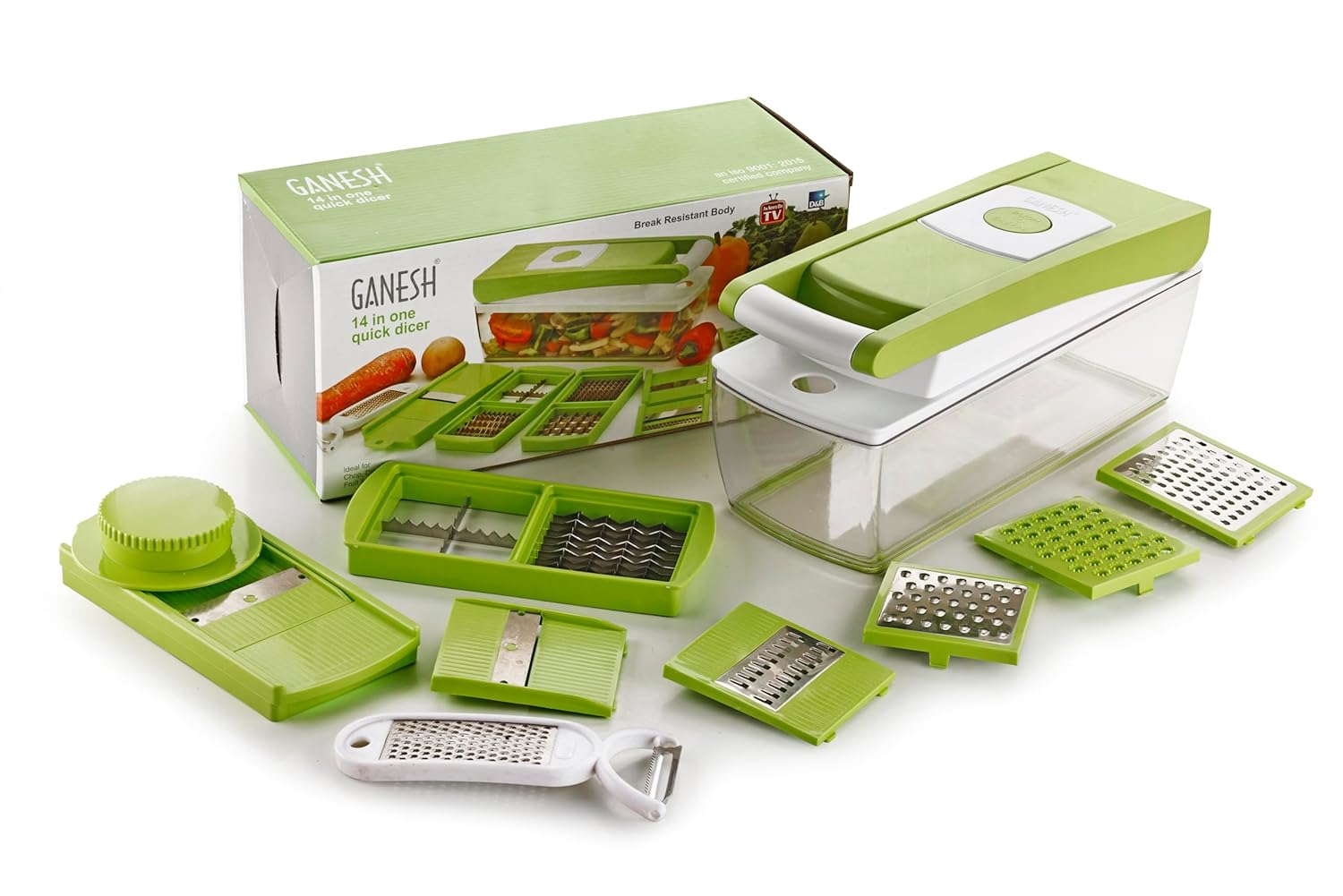 Ganesh Plastic Fruit & Vegetable Chopper Slicer Dicer Grater 14 in 1