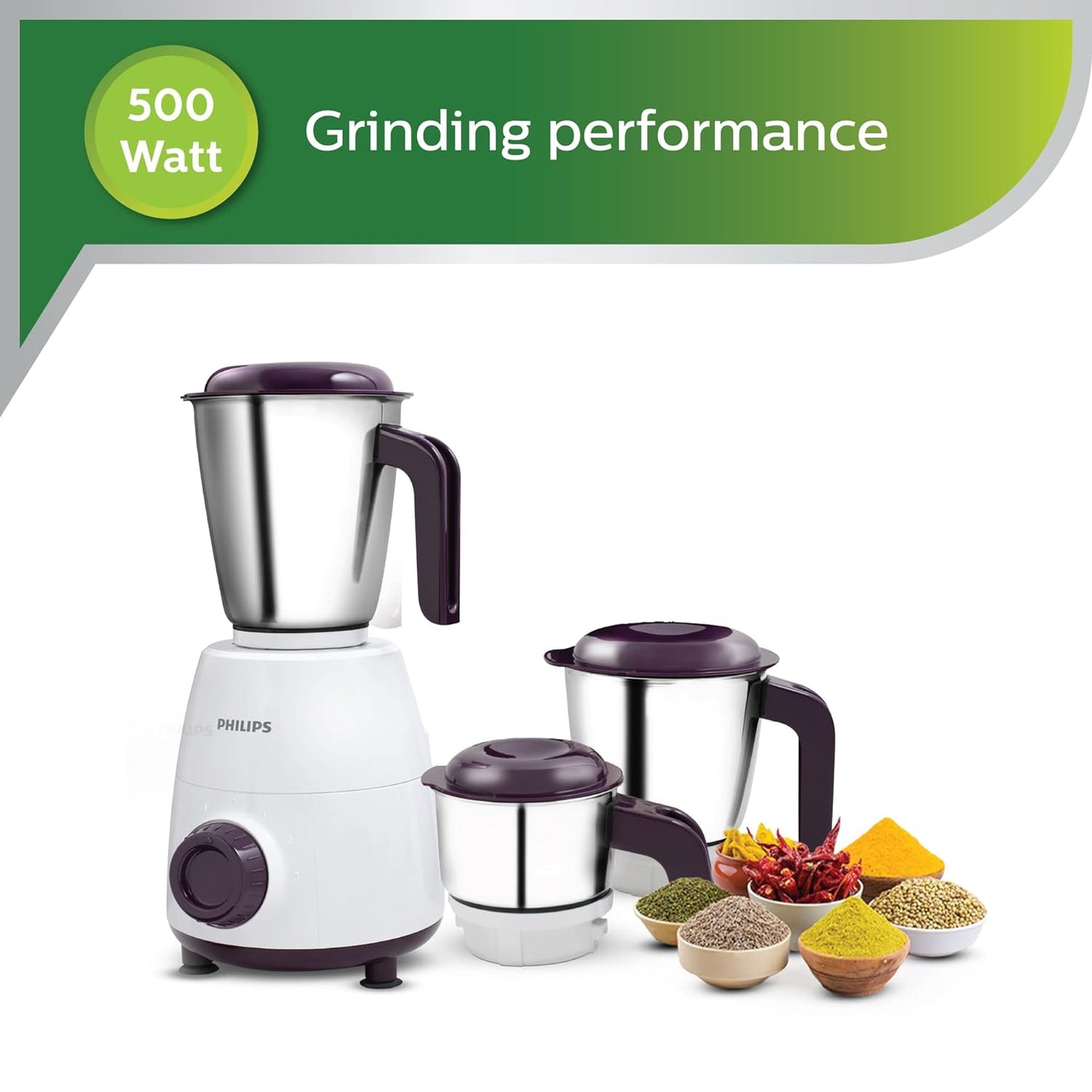 PHILIPS HL7505 500W Mixer Grinder ROBIN 3 JAR WHITE