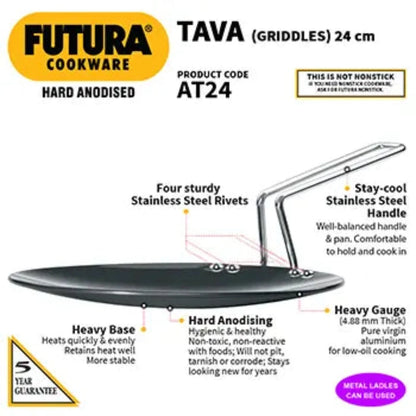 Futura Hard Anodised Tava/Tawa (Griddles) by Hawkins AT24