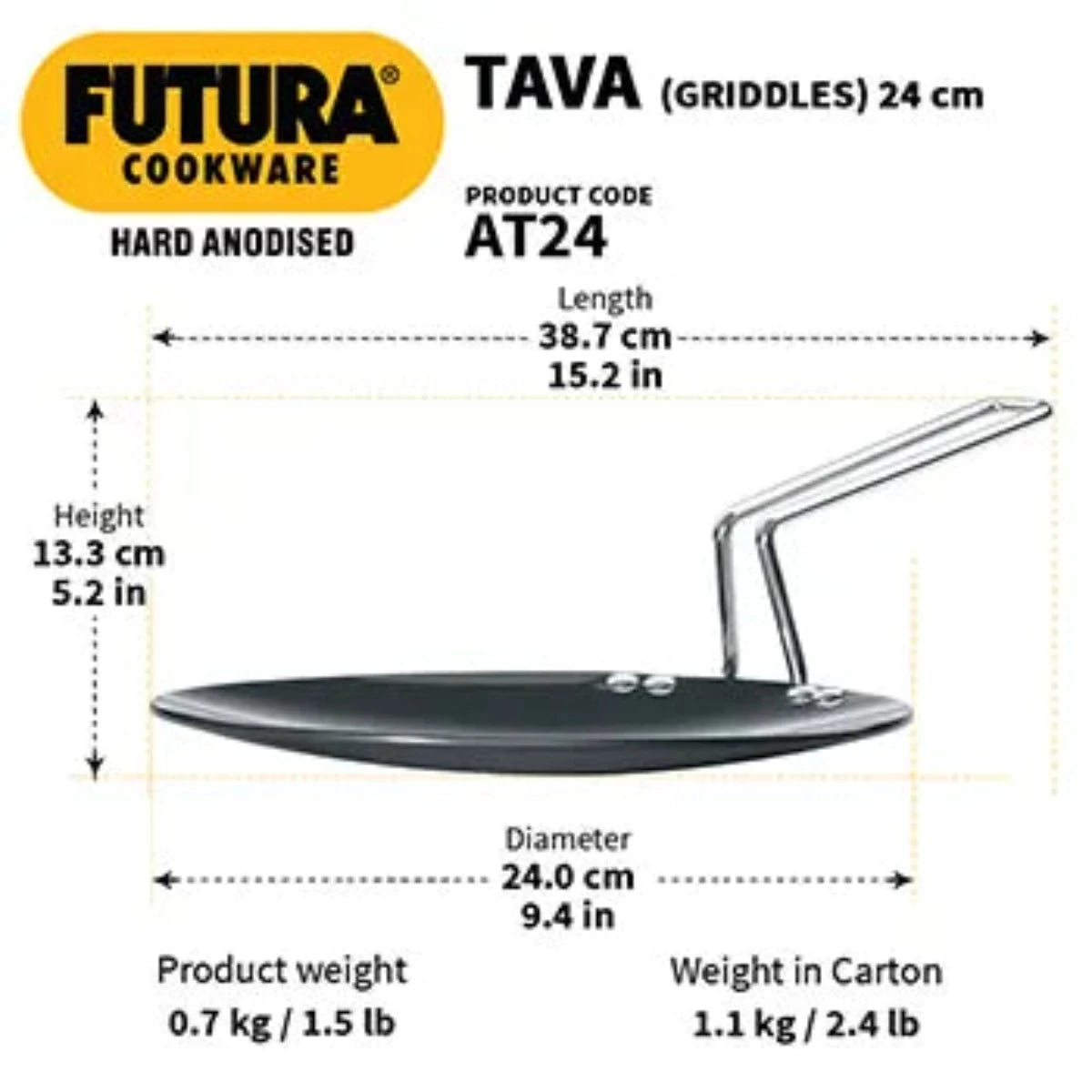 Futura Hard Anodised Tava/Tawa (Griddles) by Hawkins AT24