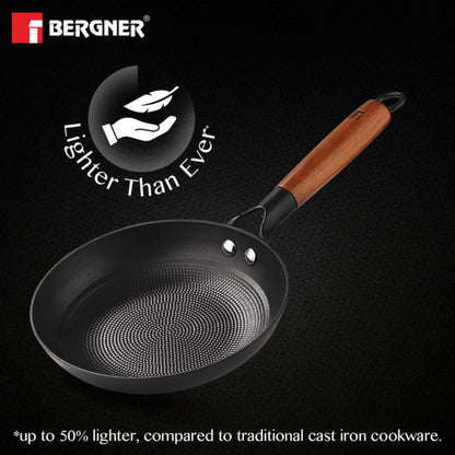 Bergner Odin 24 cm Cast Iron Frypan with Wooden Handle (Induction Base)