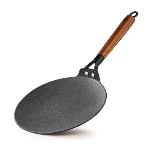 Bergner Odin 22 cm Cast Iron Roti Tawa w/h Wooden Handle (Induction Base)