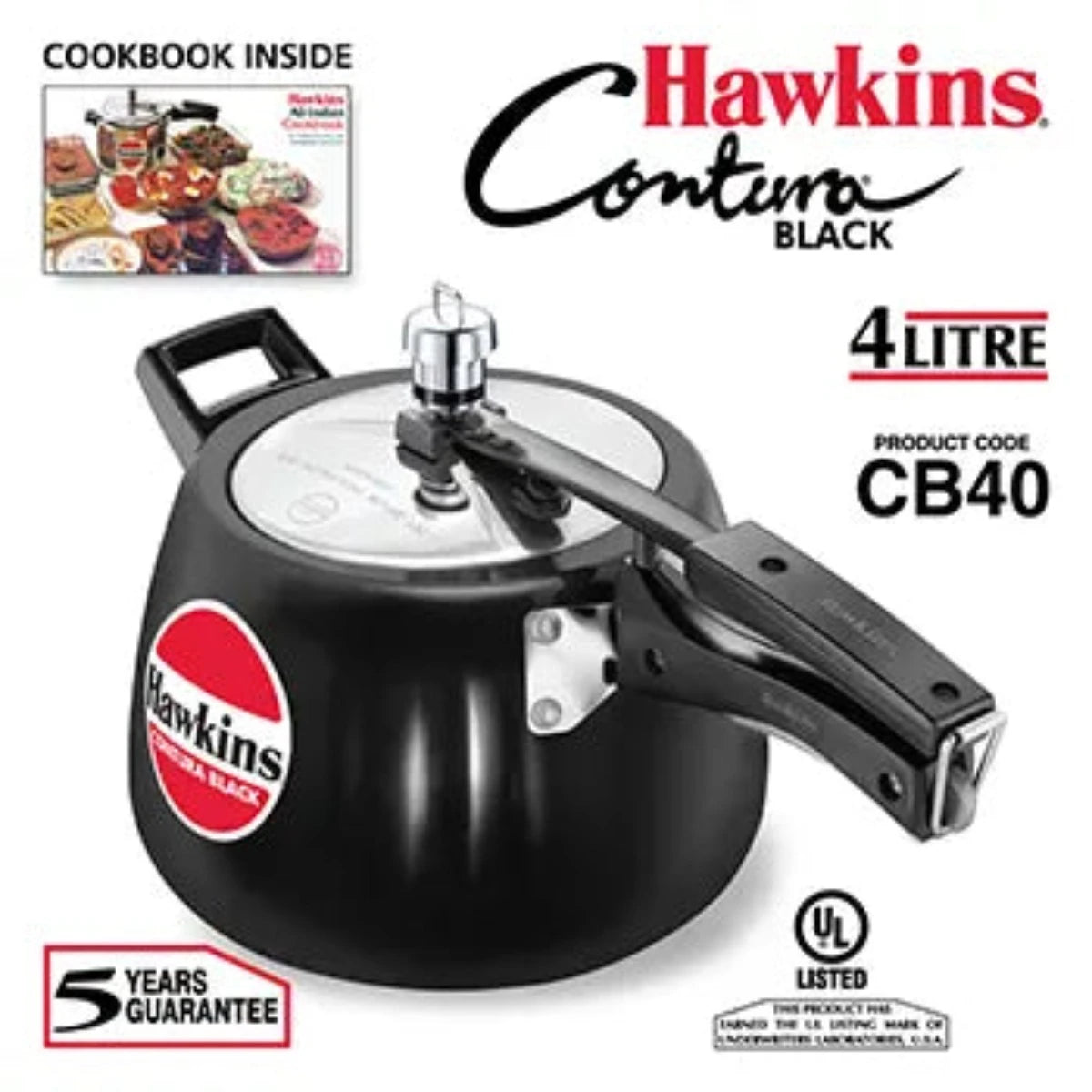 Hawkins Contura Black Hard Anodised Pressure Cooker