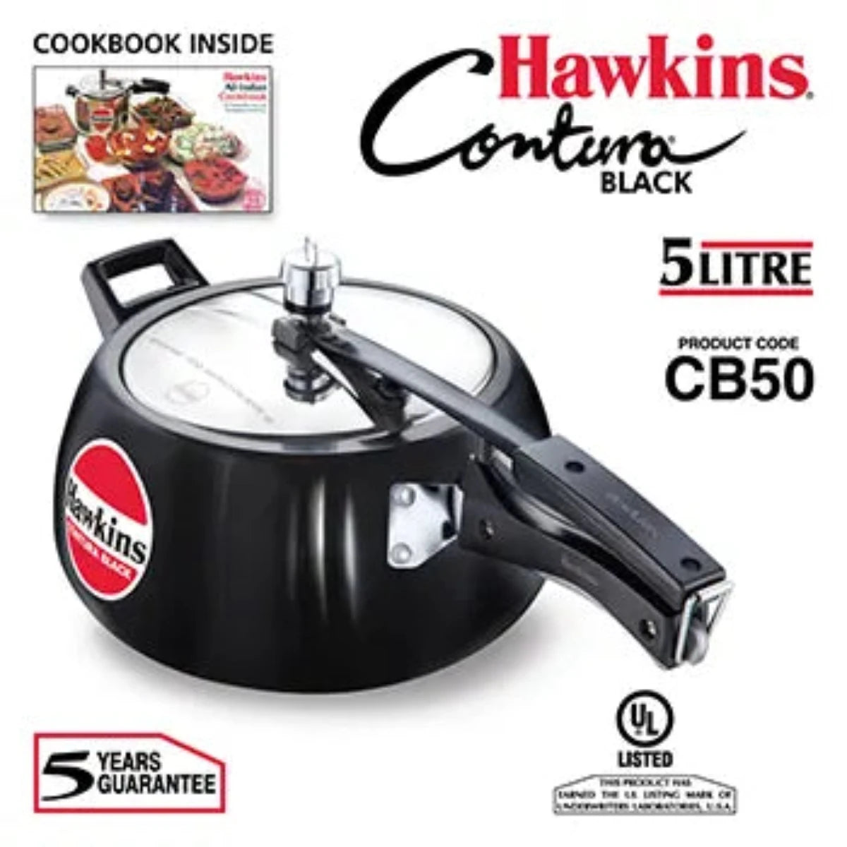 Hawkins Contura Black Hard Anodised Pressure Cooker