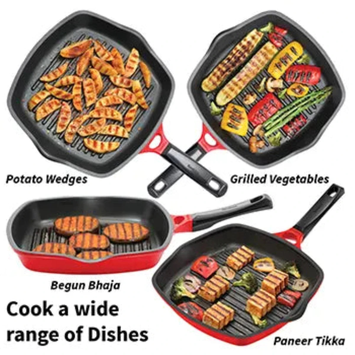 Hawkins Die Cast Nonstick Grill Pan | Red & Black