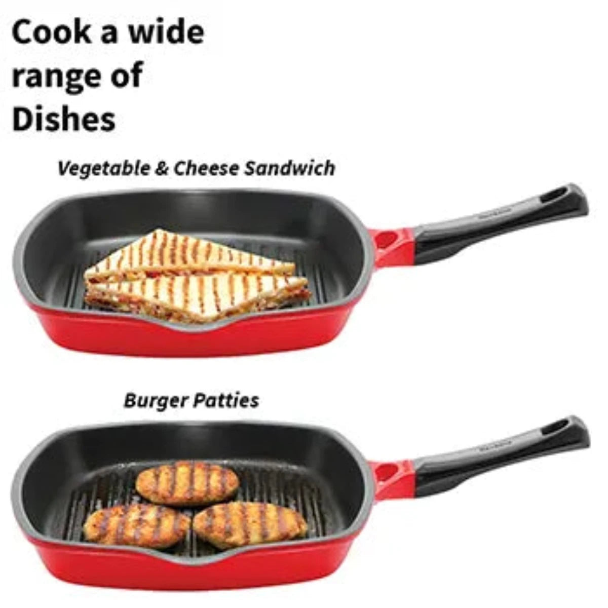 Hawkins Die Cast Nonstick Grill Pan | Red & Black