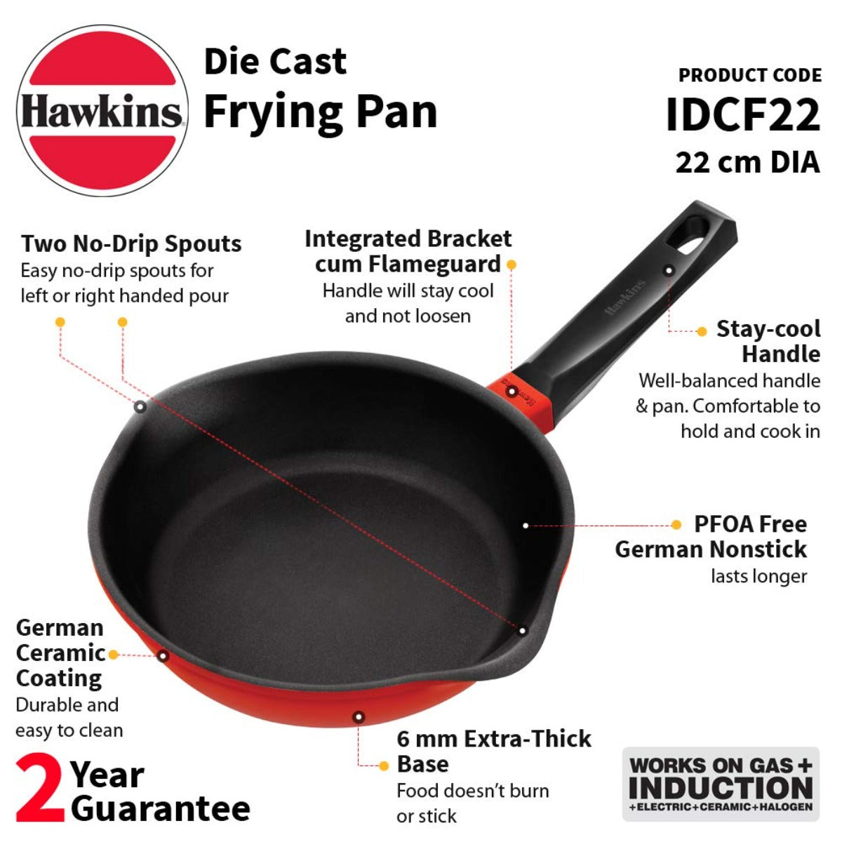 Hawkins Die Cast Non-Stick Frying Pan/Skillet | Induction Compatible