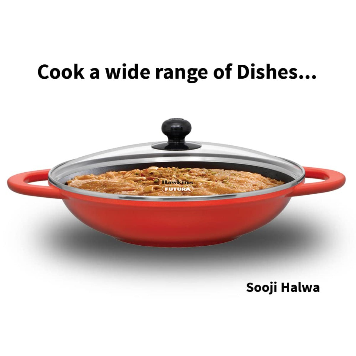 Hawkins Die Cast Non Stick 3 Ltr Shallow Kadhai/WokWith Glass Lid (IDCSK3G)