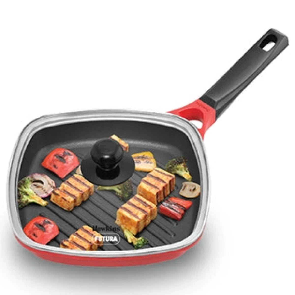 Hawkins Die Cast Nonstick Grill Pan | Red & Black