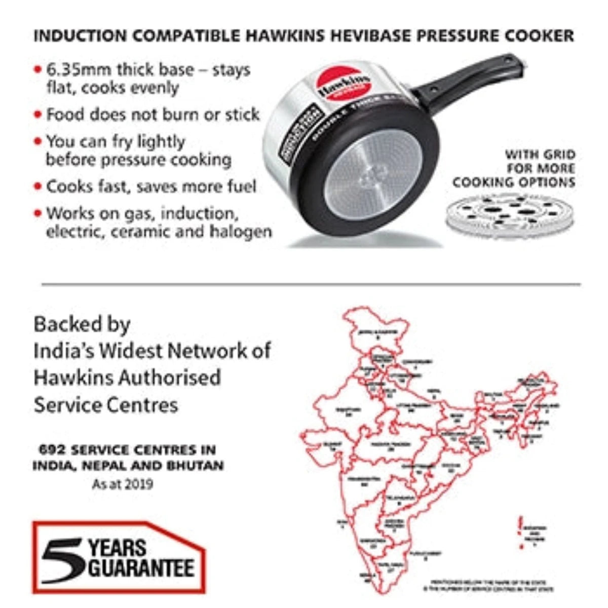 Hawkins Hevibase Aluminium Pressure Cooker | Induction Compatible