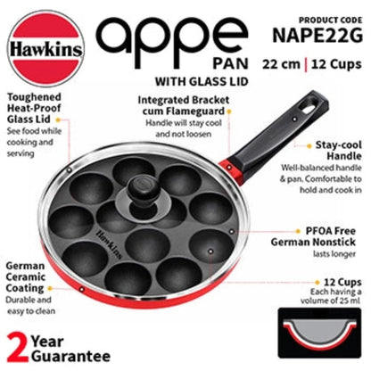 Hawkins Appe Pan with Glass Lid, Red