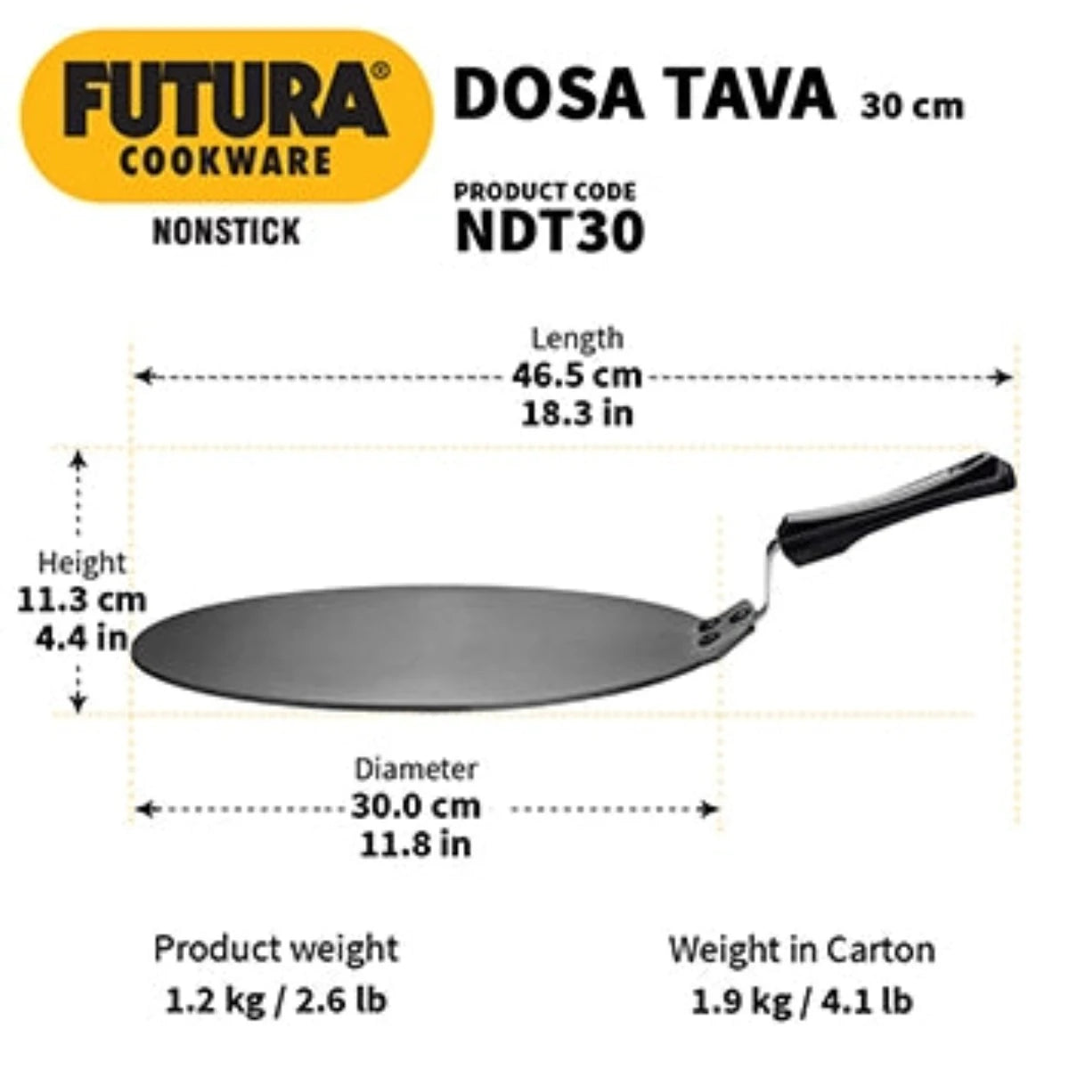 Futura Nonstick Dosa Tava/Tawa by Hawkins NDT30