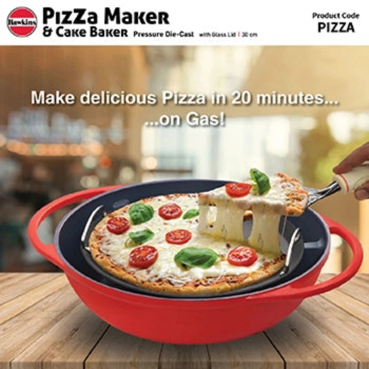 Hawkins Pizza Maker & Cake Baker with Glass Lid