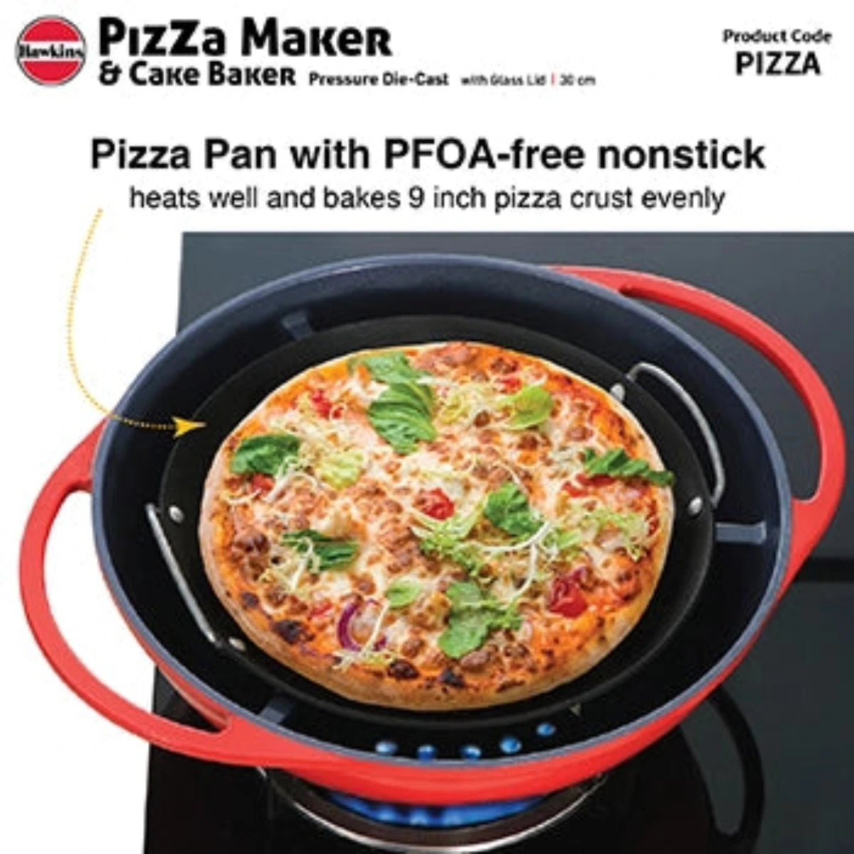 Hawkins Pizza Maker & Cake Baker with Glass Lid