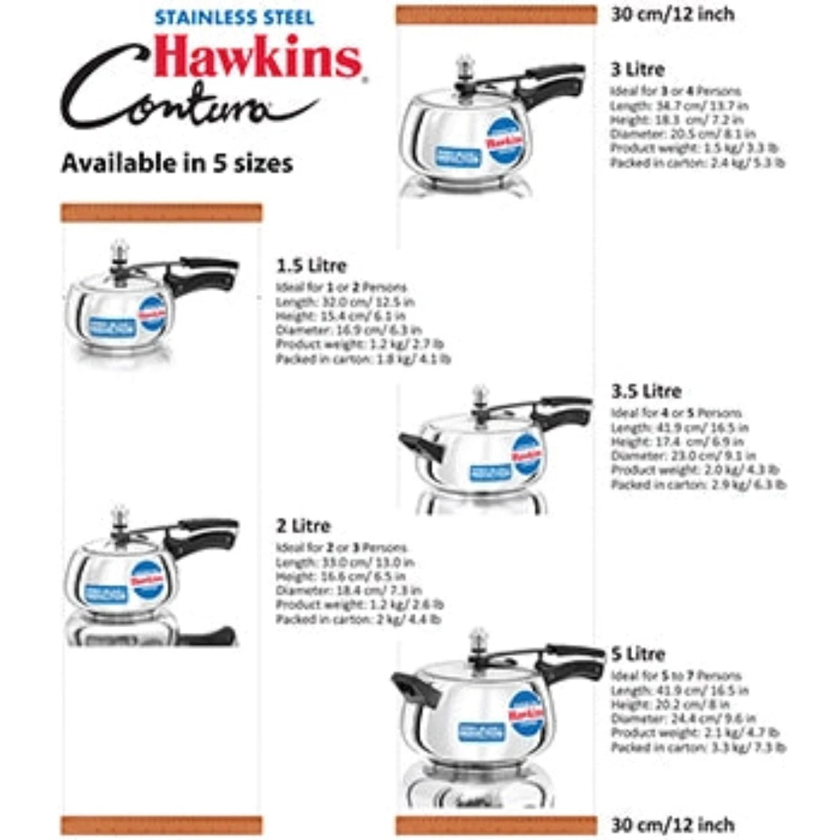 Hawkins Contura Stainless Steel Pressure Cooker | Induction Compatible