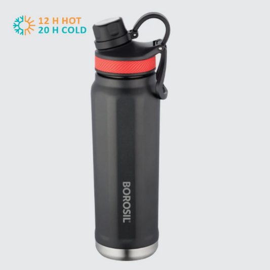 Borosil SportSip Black Hot n Cold SS Bottle 710ml