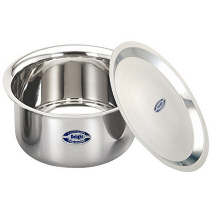 Delight Stainless Steel Tope/Patila/Topiya/Tapeli with Lid - Diameter 16 cm,Capacity 1.5 Litre,Multipurpose,Induction and Gas Stove Friendly,