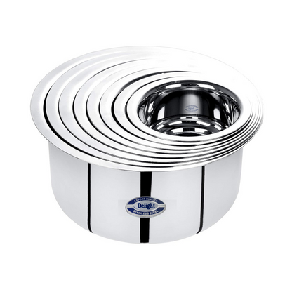 Delight Stainless Steel Tope/Patila/Topiya/Tapeli with Lid - Diameter 16 cm,Capacity 1.5 Litre,Multipurpose,Induction and Gas Stove Friendly,