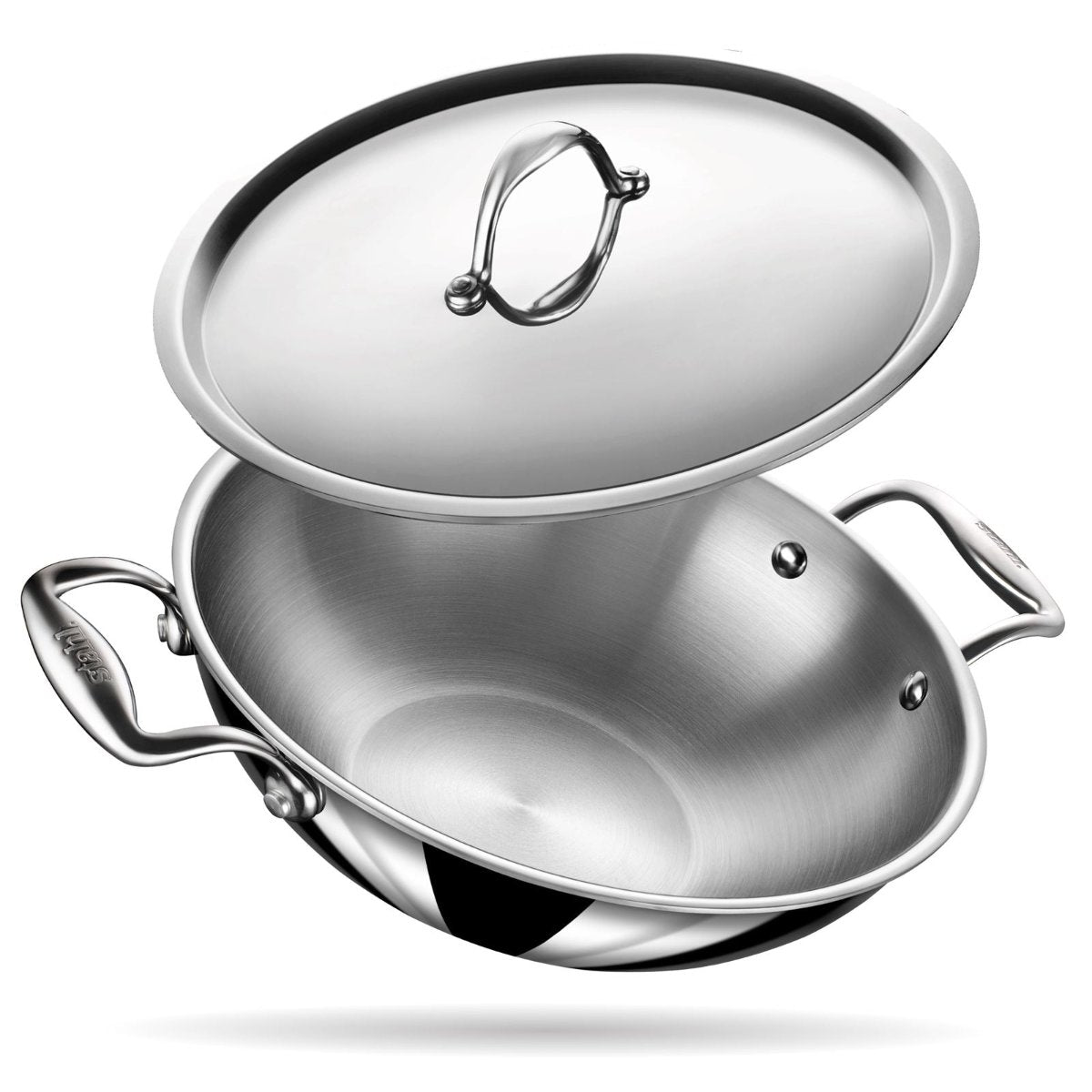 Stahl Triply Stainless Steel Artisan Wok (26 cm/3.3 L) With Lid, Induction Base