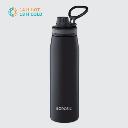 Borosil Gosport Black Hot n Cold SS Bottle 600ML