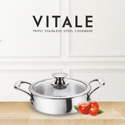 Alda Vitale Triply Stainless-Steel Short Casserole with Lid