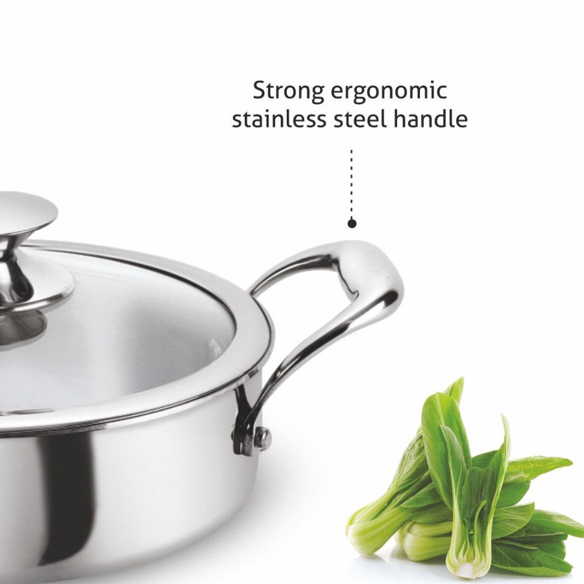 Alda Vitale Triply Stainless-Steel Short Casserole with Lid