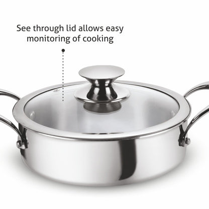 Alda Vitale Triply Stainless-Steel Short Casserole with Lid