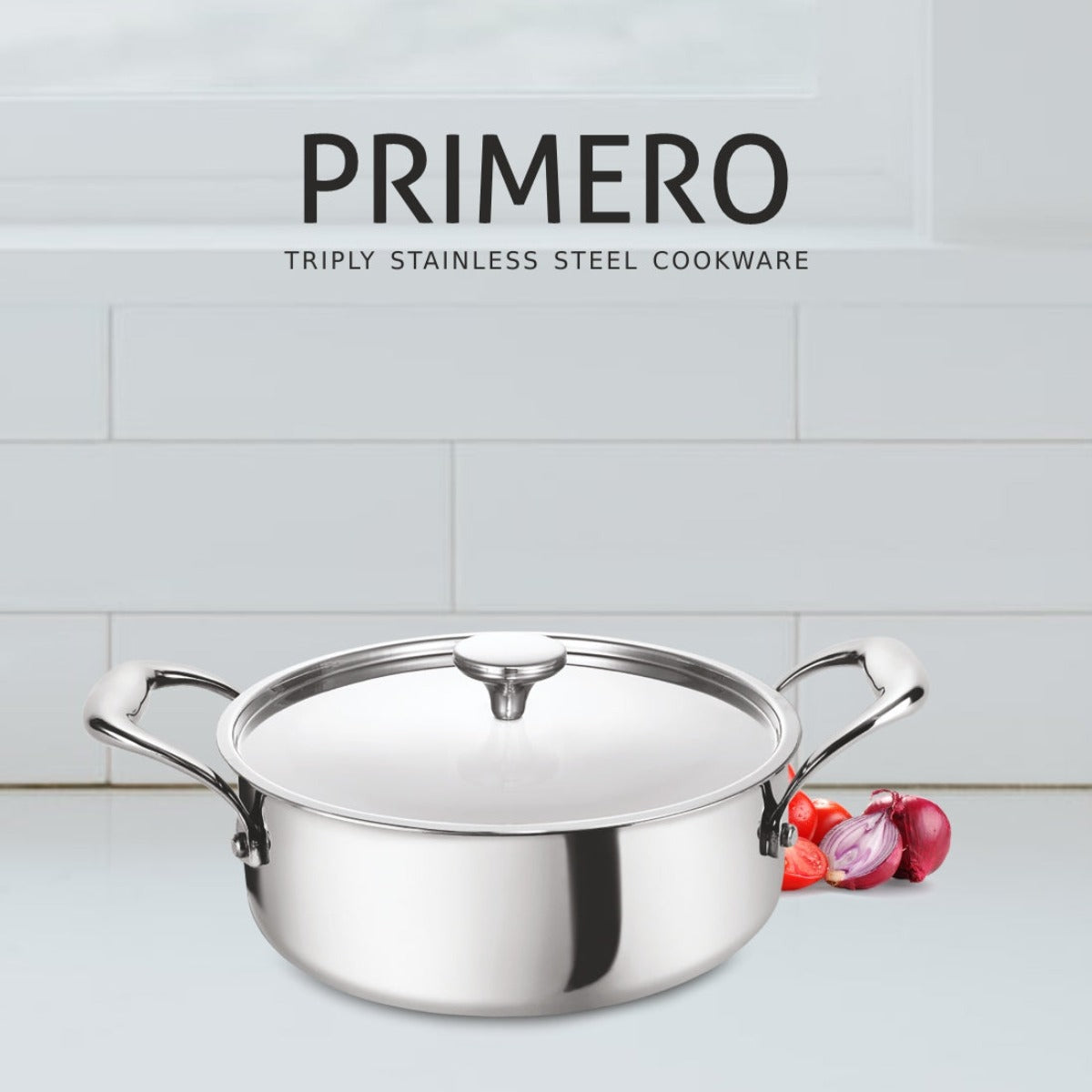 Alda Primero Tri-ply Stainless Steel Short Casserole with Lid