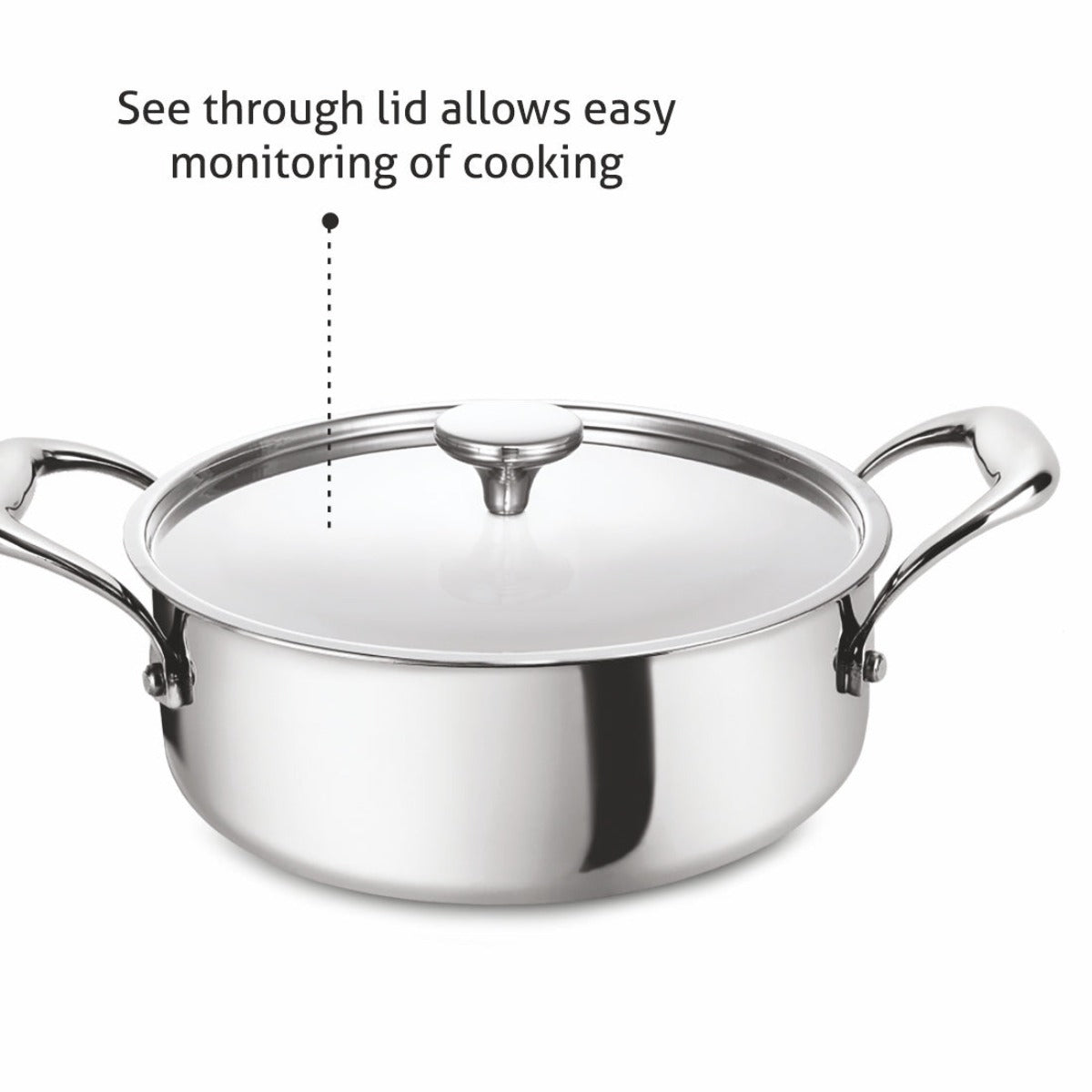 Alda Primero Tri-ply Stainless Steel Short Casserole with Lid